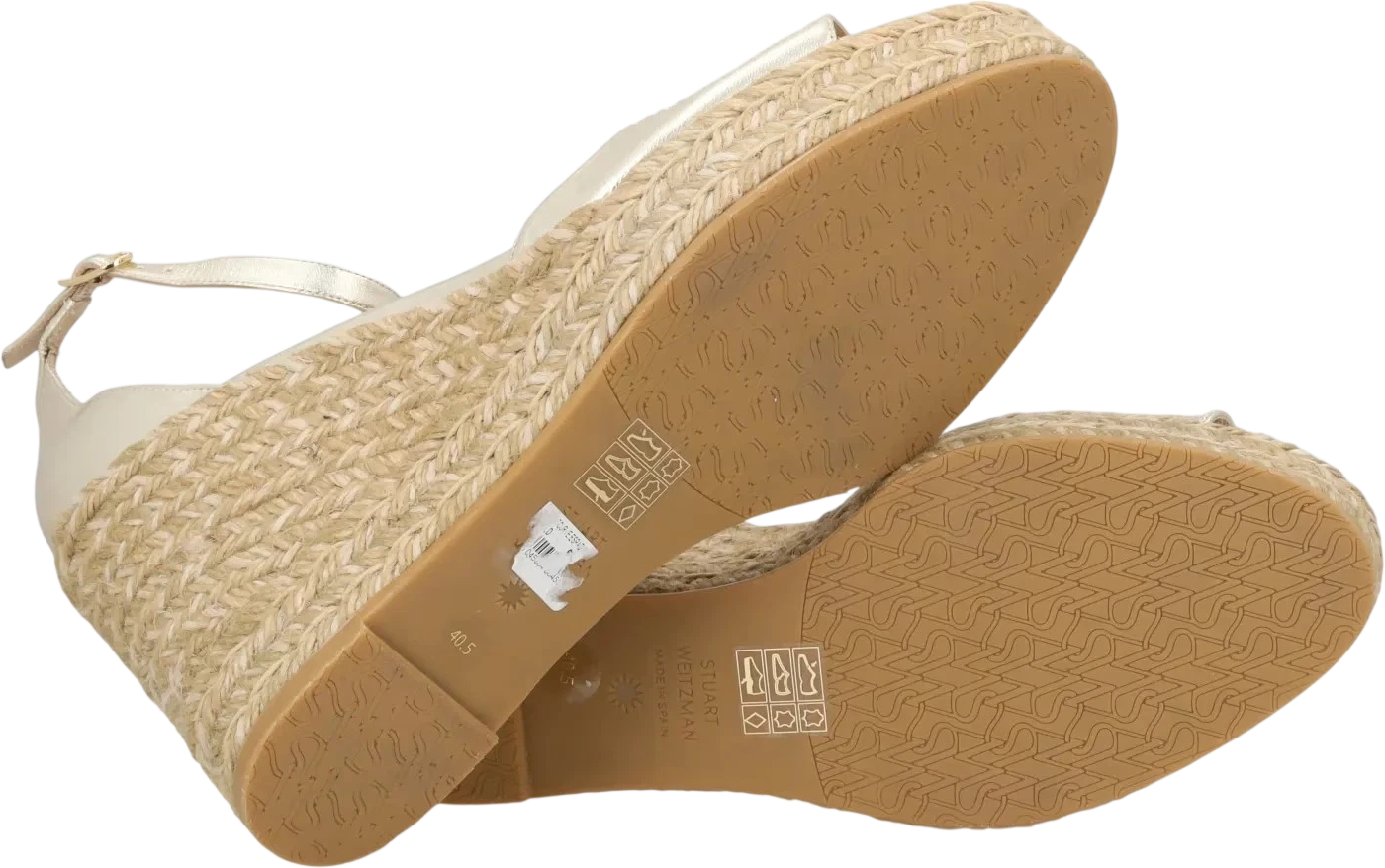STUART WEITZMAN Metallic Gold Platform Wedge Espadrille Sandals UK 7.5 EU 40.5