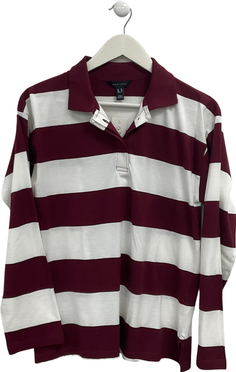 New Look Red Long Sleeve Striped Top UK 10