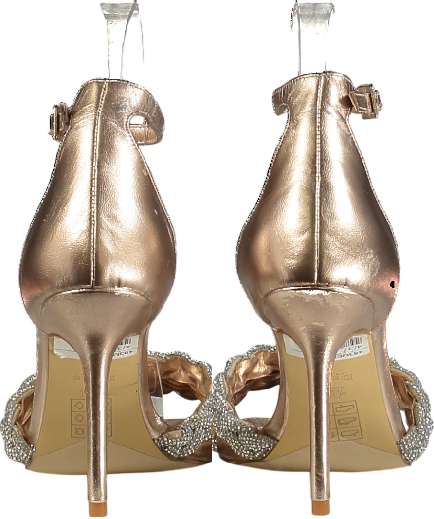 Dune Melodic Metallic Rose Gold Diamante Strap Heeled Sandals UK 4 EU 37 👠