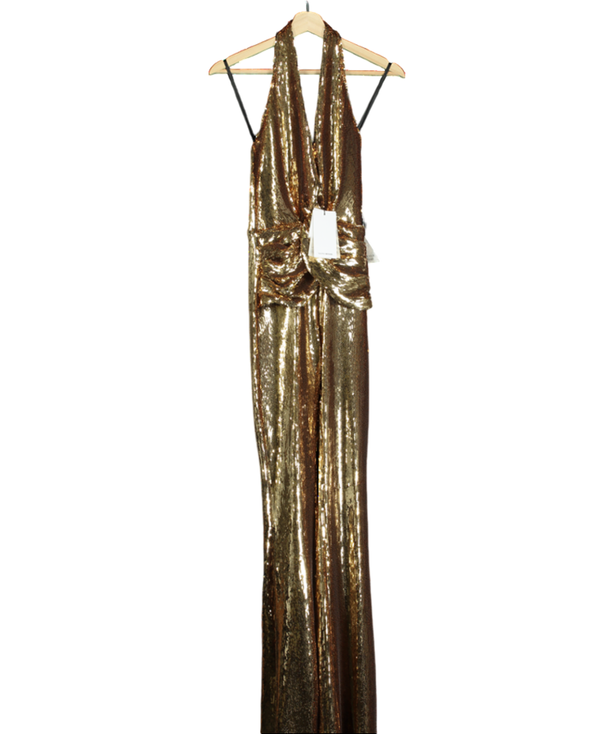 Nadine Merabi Gold Tianna Jumpsuit UK XS