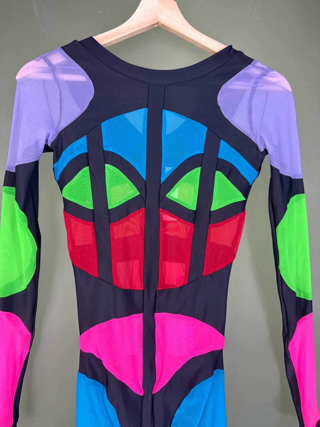 Simon Preen Multi Colour Block Long Sleeve Catsuit  OneSize