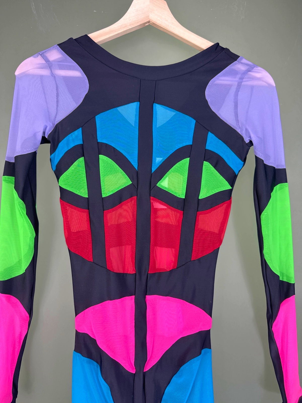 Simon Preen Multi Colour Block Long Sleeve Catsuit  OneSize