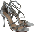 RIVER ISLAND STUDIO Metallic Silver Closed Back Diamante Strap Heels UK 6 EU 39 👠