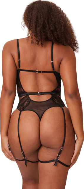 Lounge Underwear Black Priya Bodysuit UK S