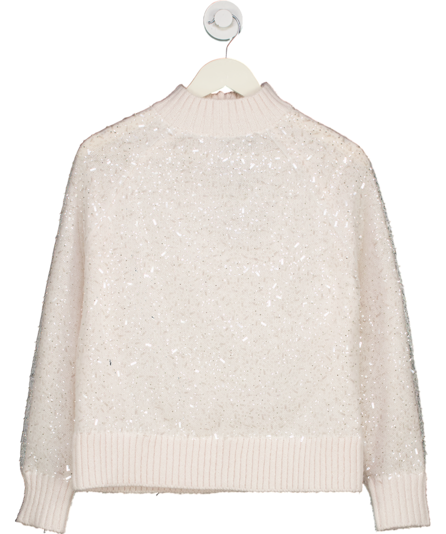 River Island Cream High Neck Sparkle Jumper UK XS