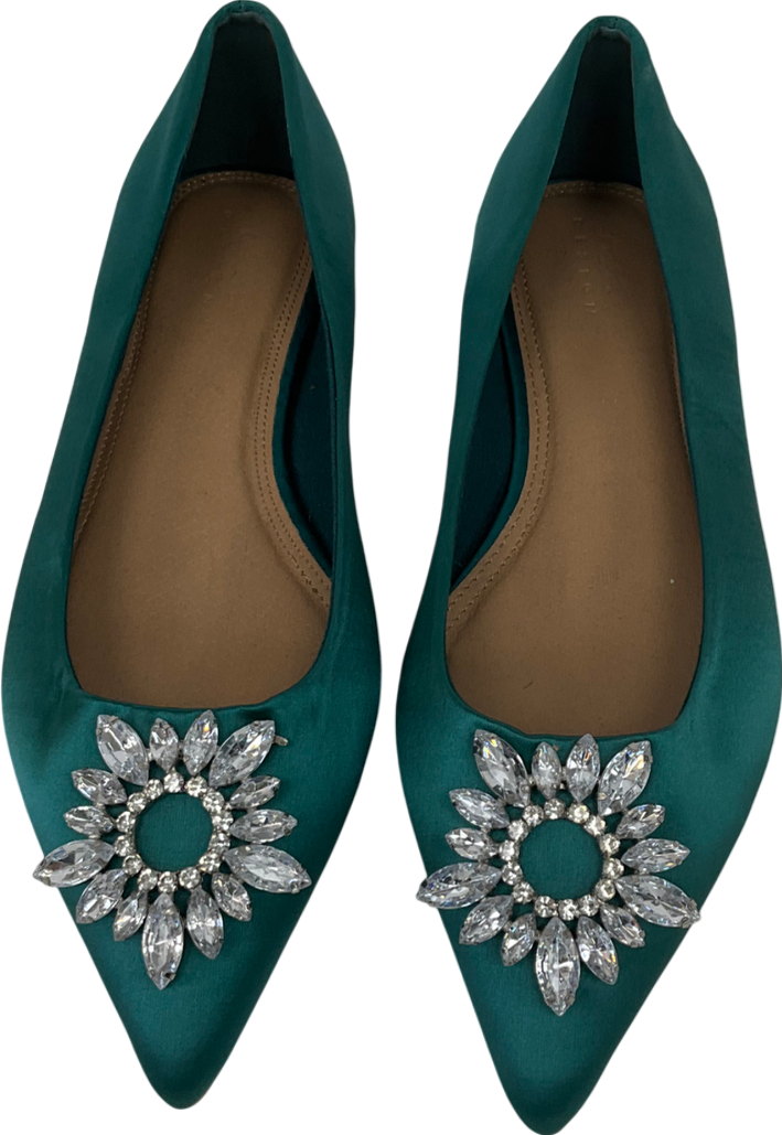 ASOS Green Dimante Embellished Satin Pumps uk 9