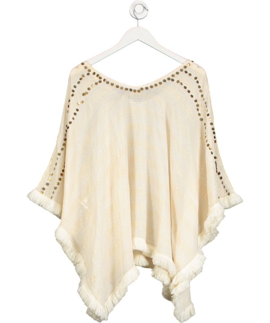 Cream Disc Embellished Poncho One Size