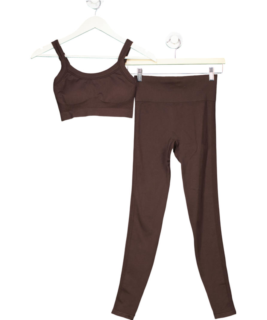 ASOS Brown 2-piece Seamless Contour Rib Activewear Set UK S