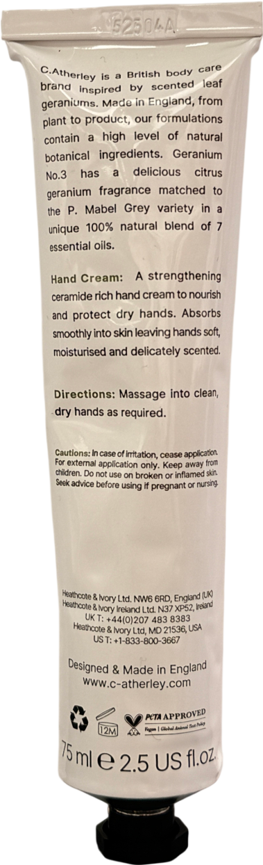 C-Atherley Hand Cream Geranium No.3 75ml