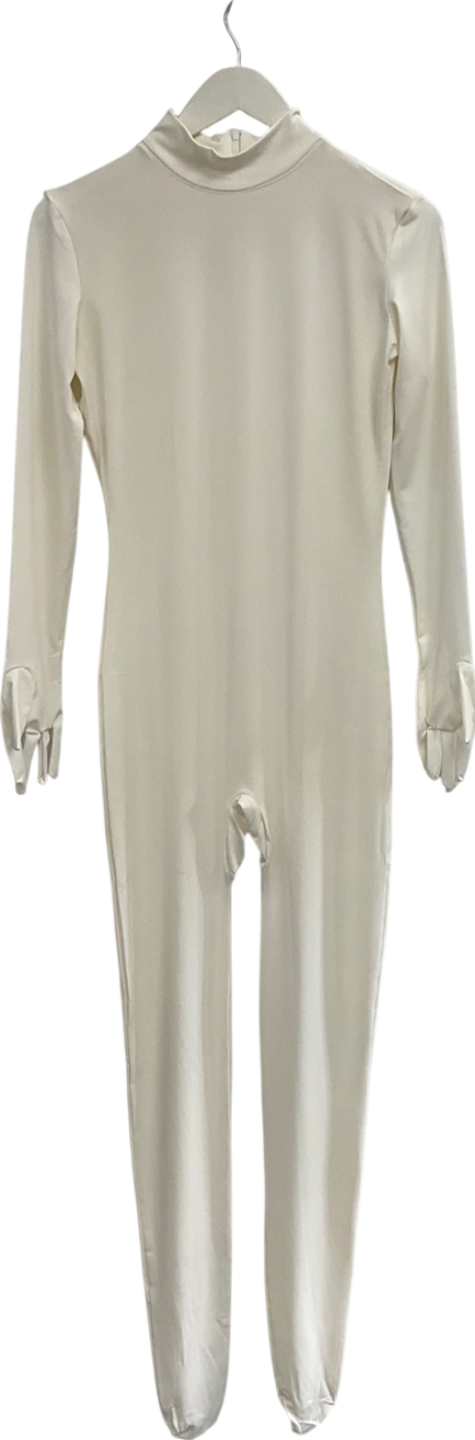 Suprnowa Cream Fullbody Turtleneck Footed Unitard UK L
