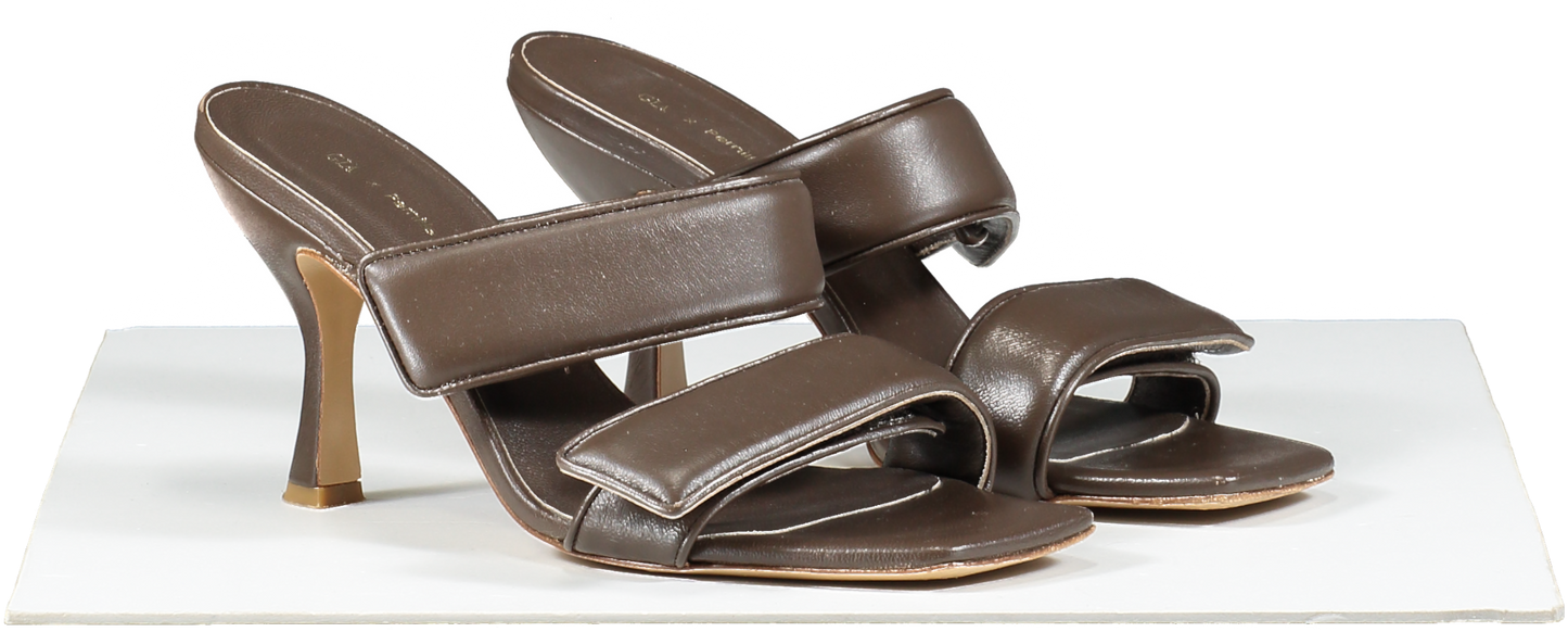 GIA BORGHINI X Pernille Teisbaek Perni 03 Leather Sandals In Brown UK 6 EU 39 👠