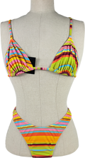 LOLEIA Multicoloured Stripe Bikini (2 Different Bikini Top Styles) UK XS