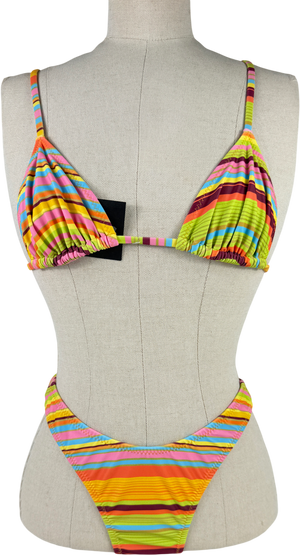 LOLEIA Multicoloured Stripe Bikini (2 Different Bikini Top Styles) UK XS