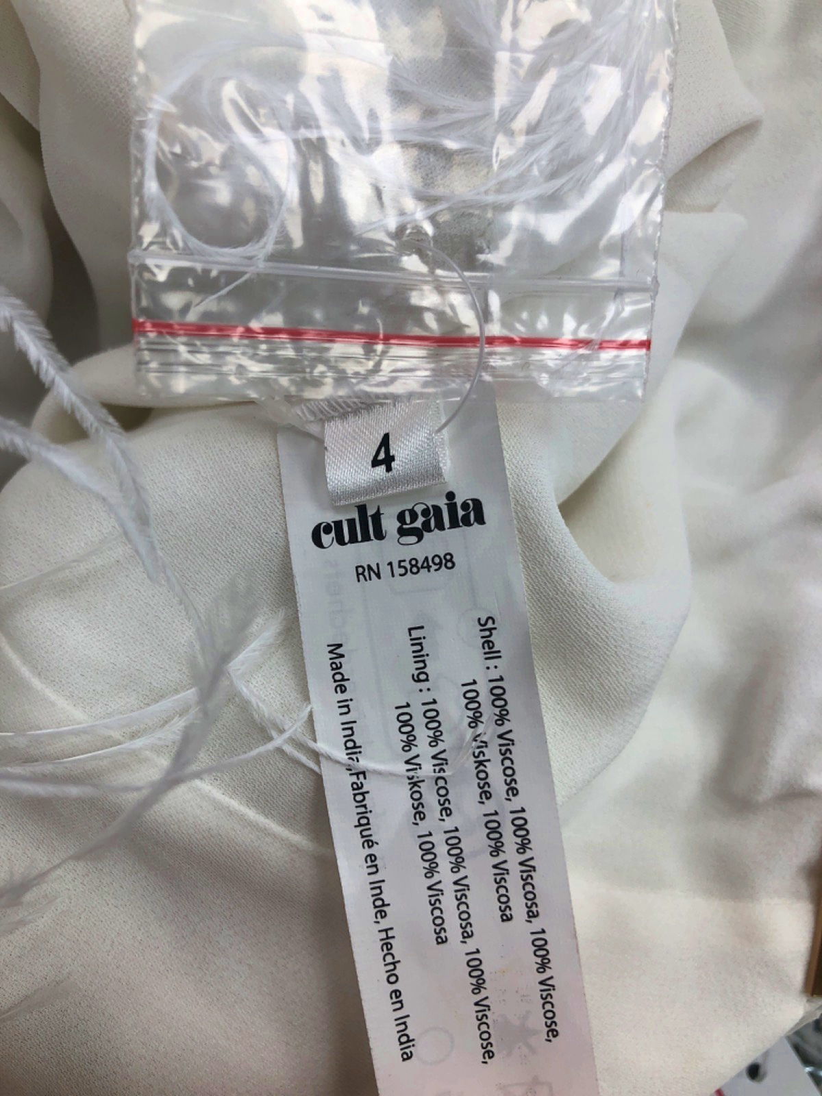 Cult Gaia Ivory Feathered Crop Top UK 8