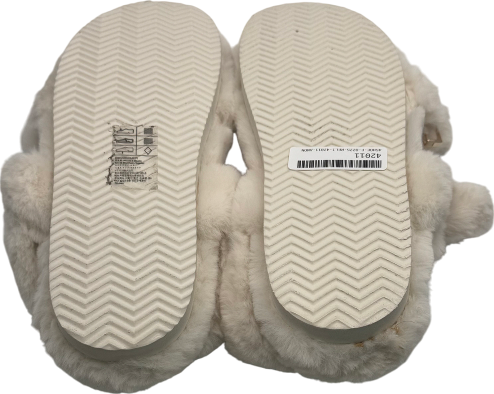 H&M White Faux Fur Sandals UK 6 EU 39 👠