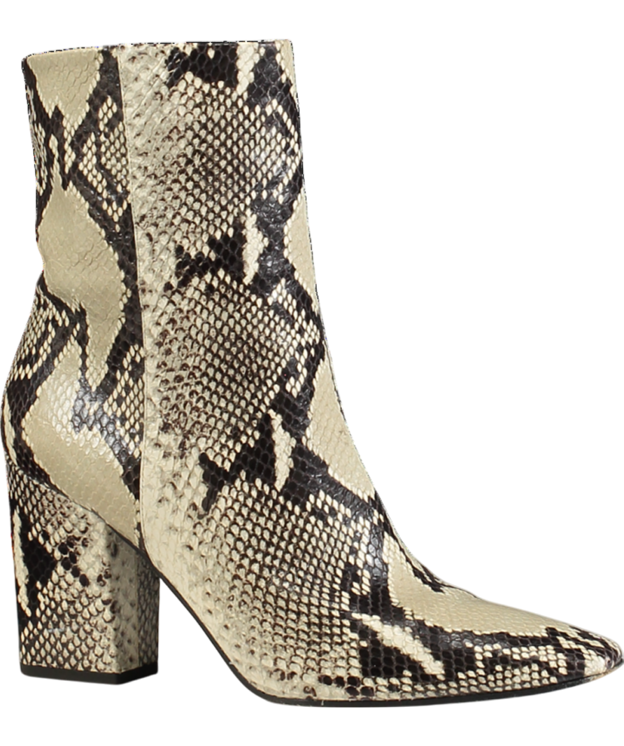Marion Parke Beige Snakeskin Block Heel Ankle Boots UK 8 EU 41 👠