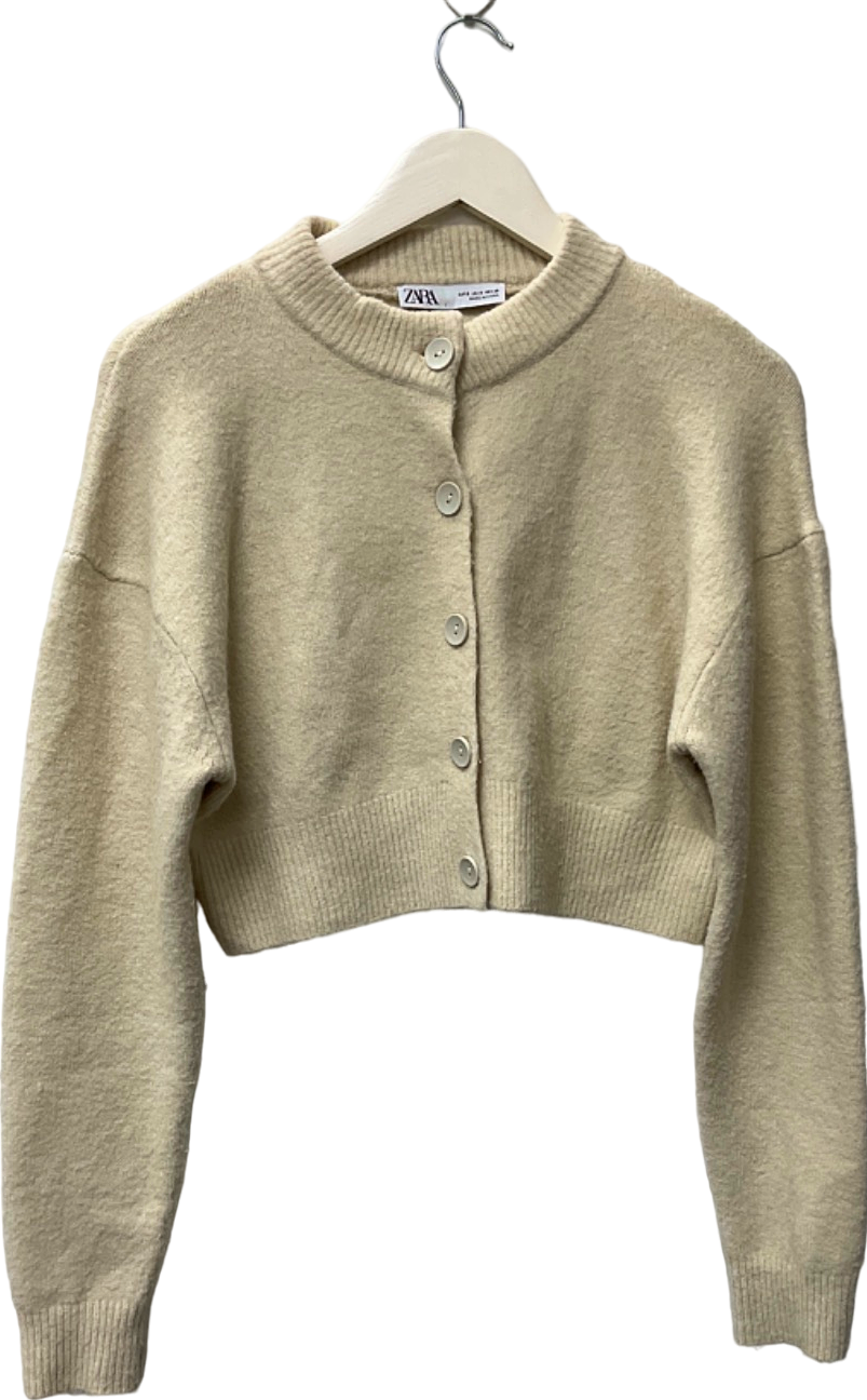 Zara Beige Cropped Cardigan UK 8
