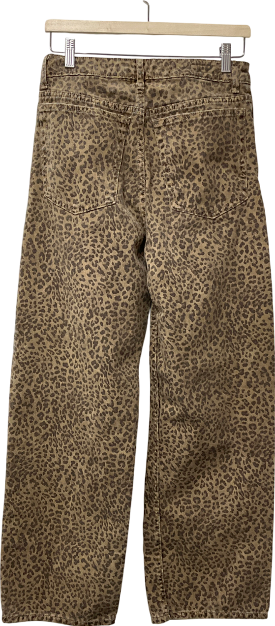 ZARA Brown Animal Print Jeans UK 8