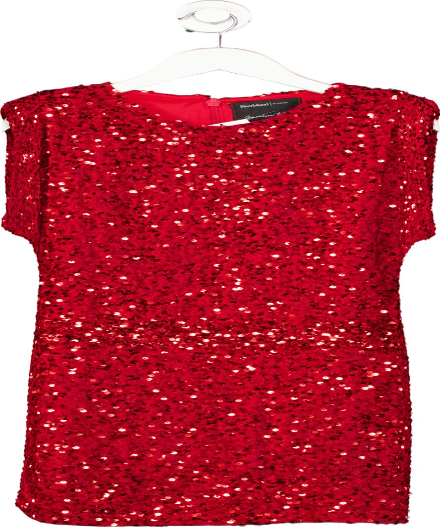 River Island Red Velvet Sequin Mini Dress UK S