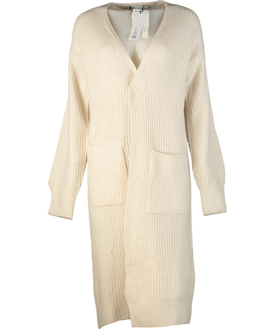 ZARA Cream Longline Knit Cardigan UK L