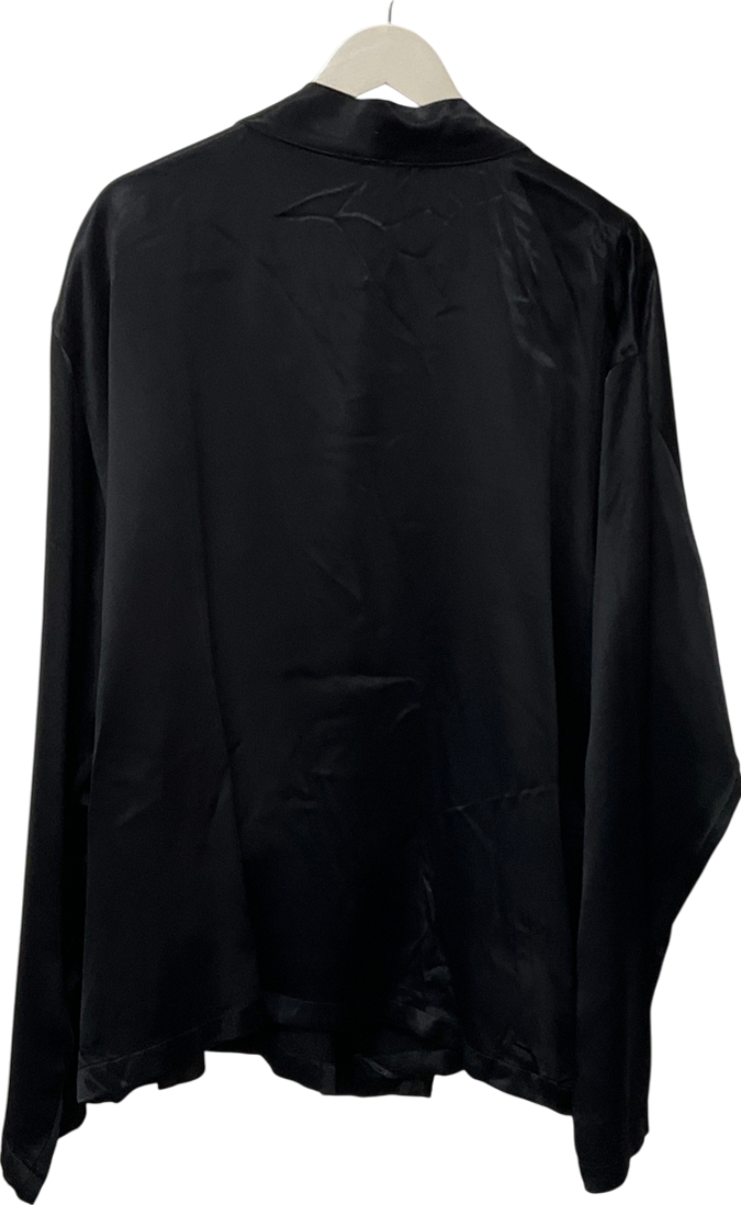 ASOS Wrap Shirt In Black Satin UK L
