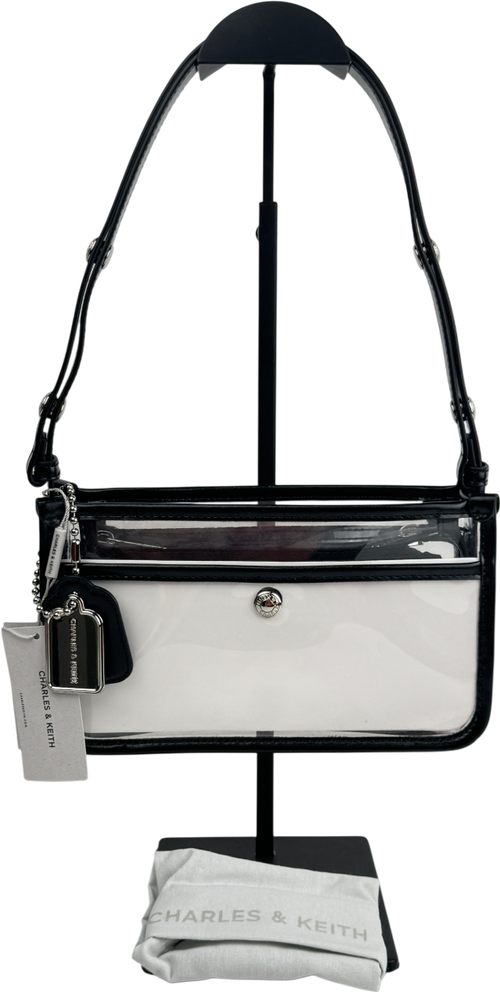 Charles & Keith Black / White Norah Shoulder Bag