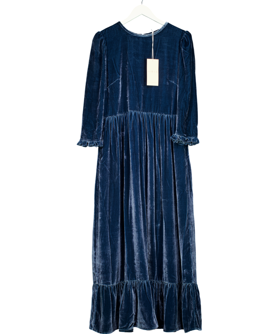 By Iris Blue Velvet Shae Maxi Dress UK L