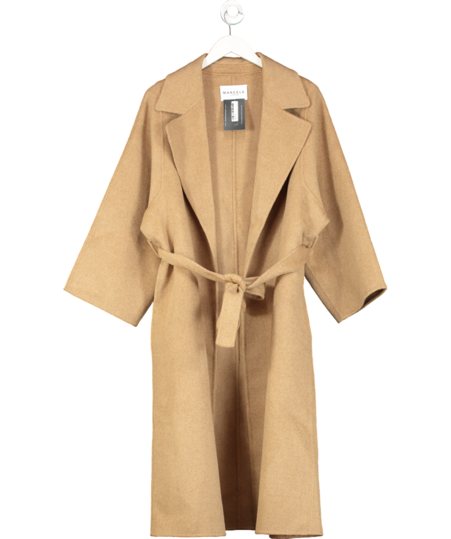 Marcela Beige Maia Wool Coat With Scarf One Size