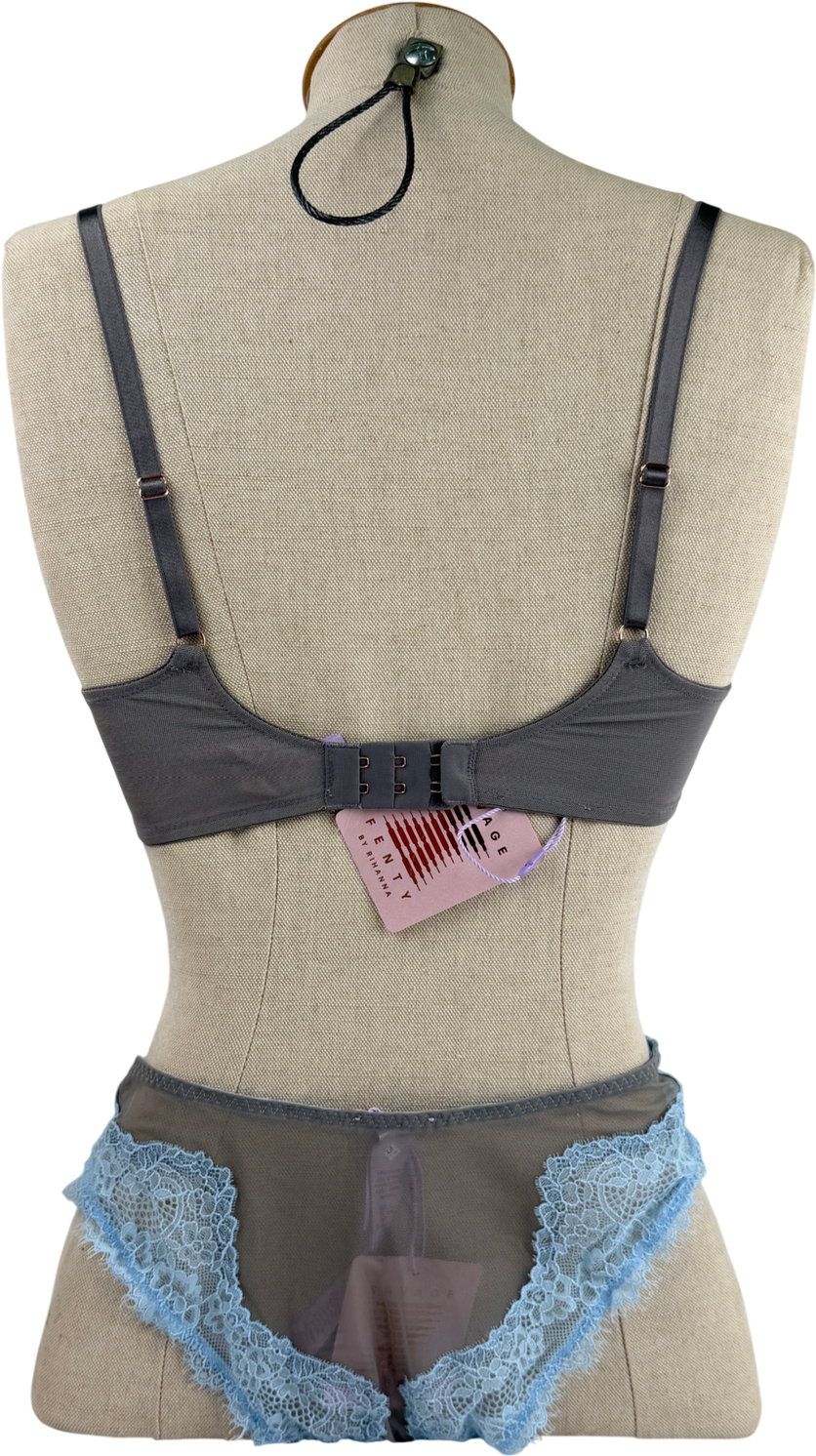 Savage X fenty Grey And Blue Lace Underwear Set UK 10