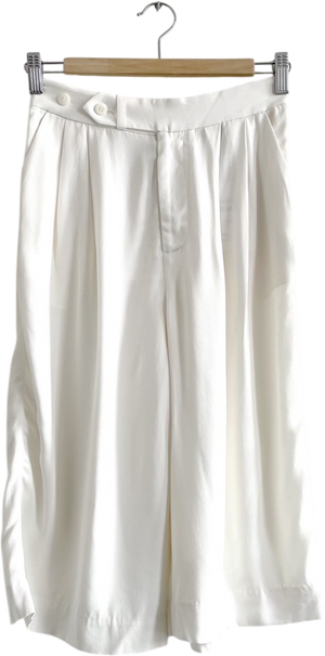 & Other Stories Ivory Cream Pleated Long Length Shorts UK 8