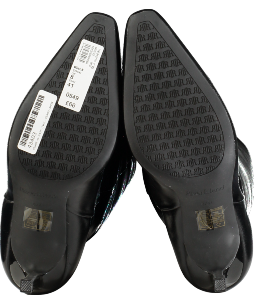 River Island Black Heeled High Leg Boots UK 8 EU 41 👠