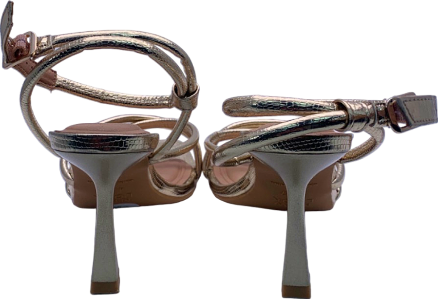 New Look Gold Strappy Heeled Sandals UK 4