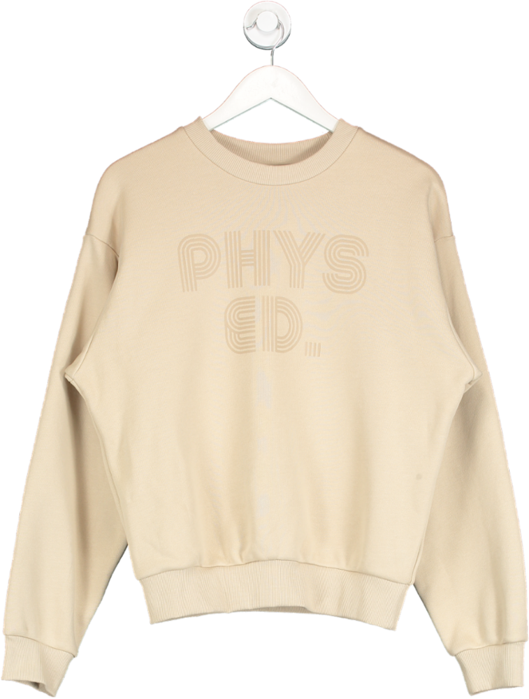 gymshark Beige Phys Ed Graphics Relaxed Sweater UK S
