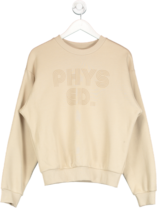 gymshark Beige Phys Ed Graphics Relaxed Sweater UK S
