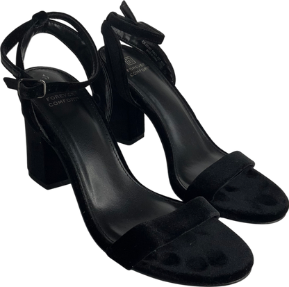 Next Black Velvet Standard/wide Fit Forever Comfort® Block Heel Sandals UK 4 EU 37 👠