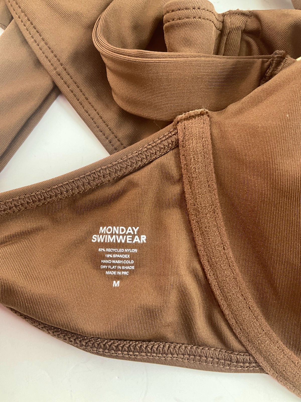 Monday Swimwear Brown Halter Bikini Top UK M