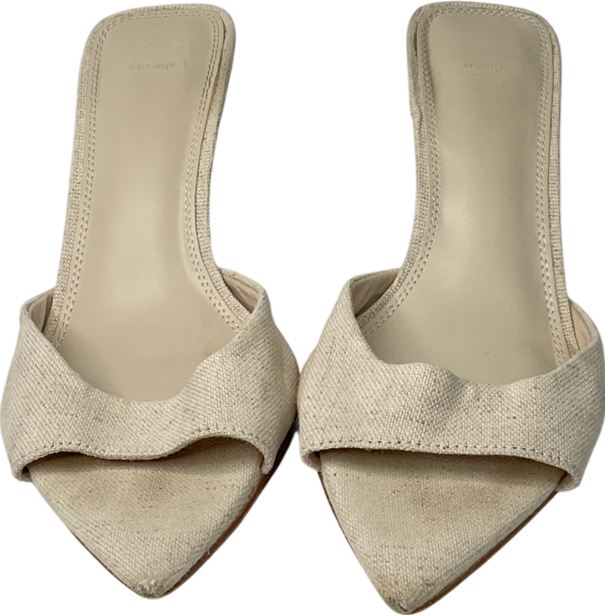 ASOS Cream Heyday Pointed Sole Heeled Mules In Natural UK 6 EU 39 👠
