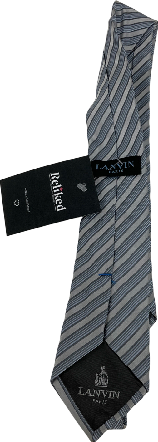 Lanvin Grey Striped Silk Tie