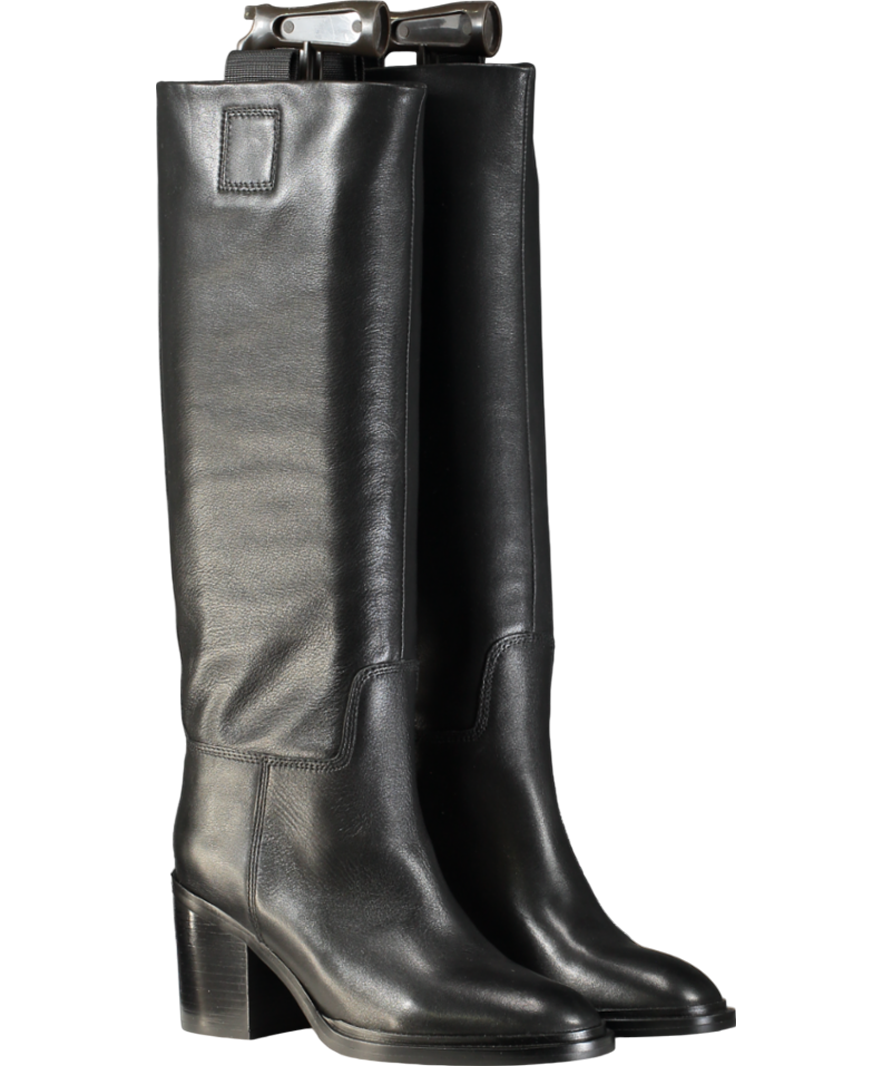 Daniel Sound Black Leather Block Heel Knee Boots UK 4 EU 37 👠