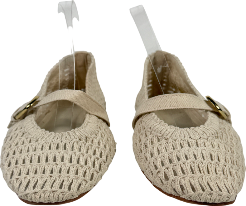 ASOS Cream Leah Crochet Mary Jane Ballet shoes UK 7 EU 40