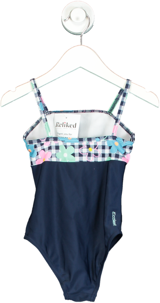 Zoggs Navy Checkered Floral Swimsuit UK 3 yrs