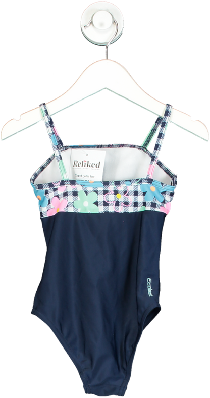 Zoggs Navy Checkered Floral Swimsuit UK 3 yrs