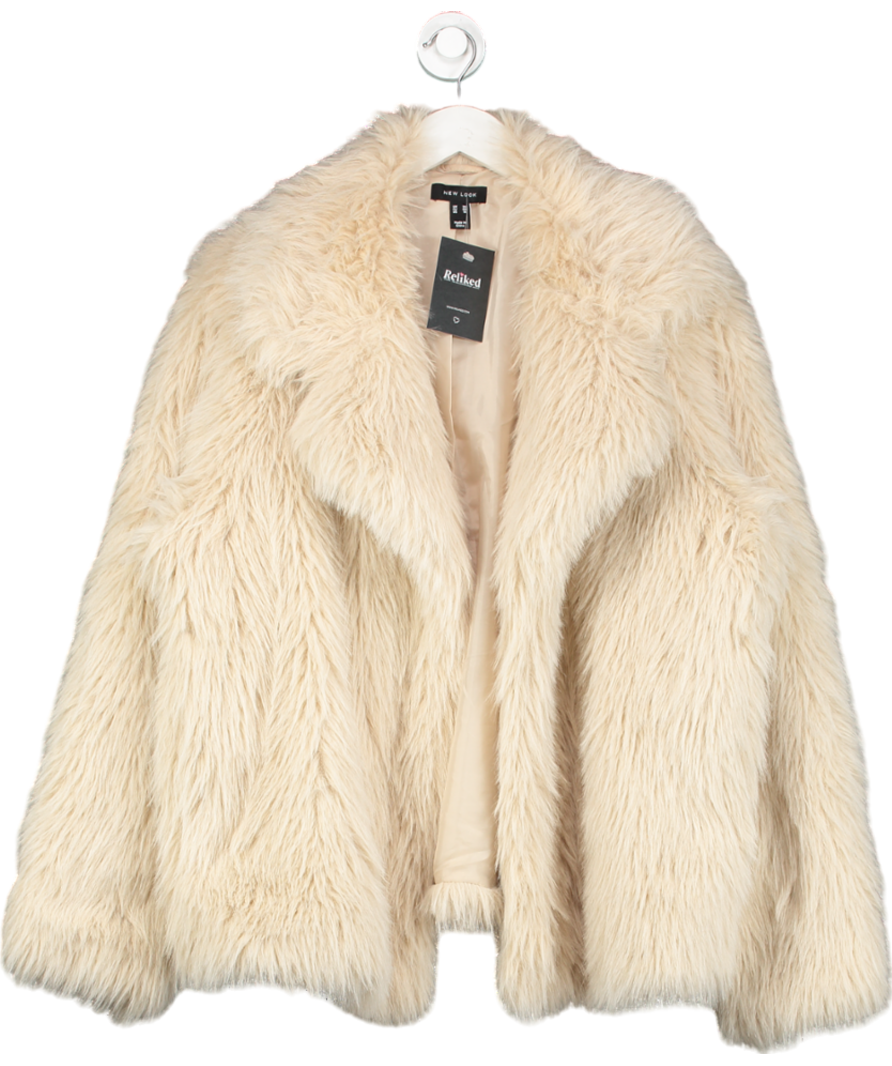 New Look Cream Faux Fur Coat UK 20