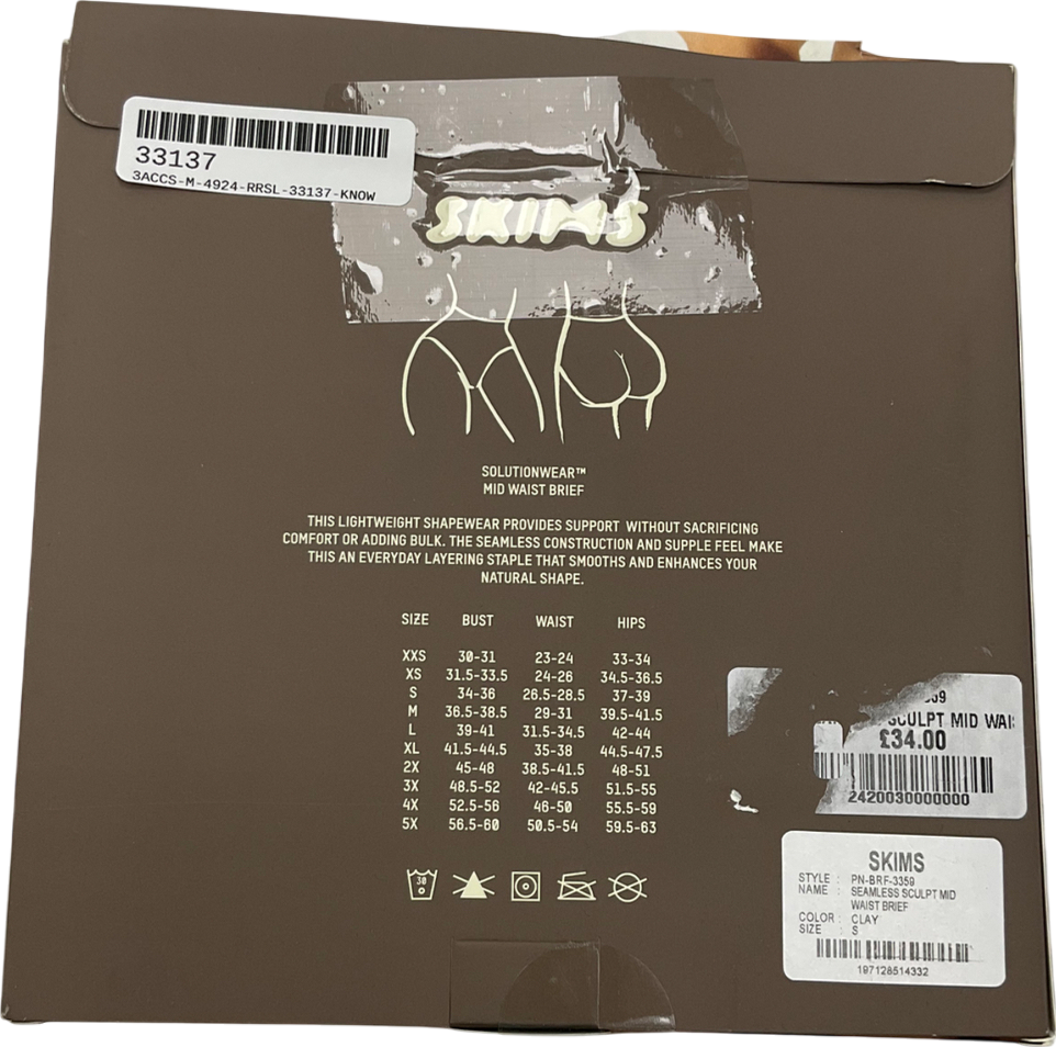 SKIMS Seamless Sculpt Mid Waist Brief - Clay UK S