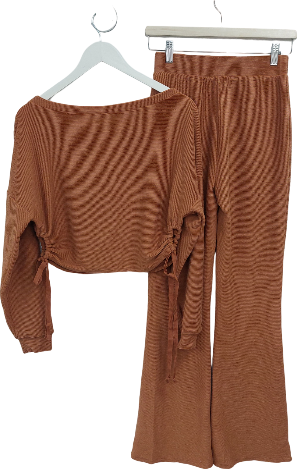 Fashion Nova Orange Ribbed Set UK S