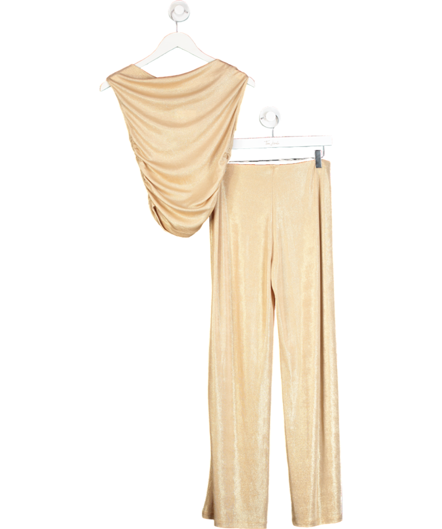 ZARA Metallic Draped Top & Trouser Set UK S