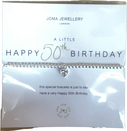 Joma Jewellery Silver  A Little 'Happy 50th Birthday' Bracelet' Bracelet One Size