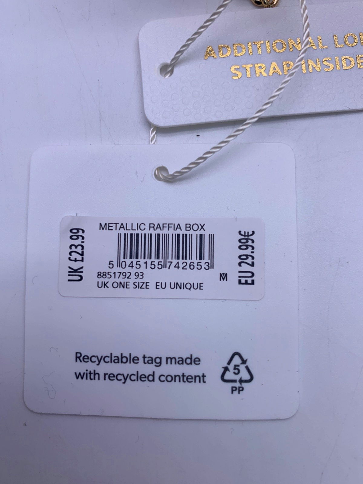 New Look Gold Metallic Raffia Box Bag One Size