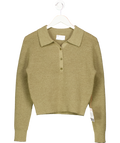 ASOS Knitted Relaxed Collar Henley Jumper In Olive Green UK XS