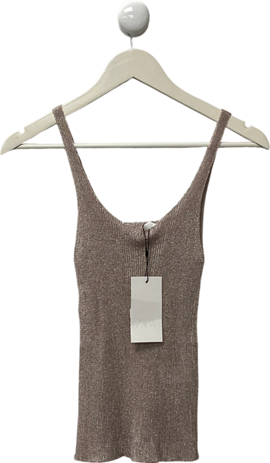 ZARA Pink Metallic Thread Top UK M